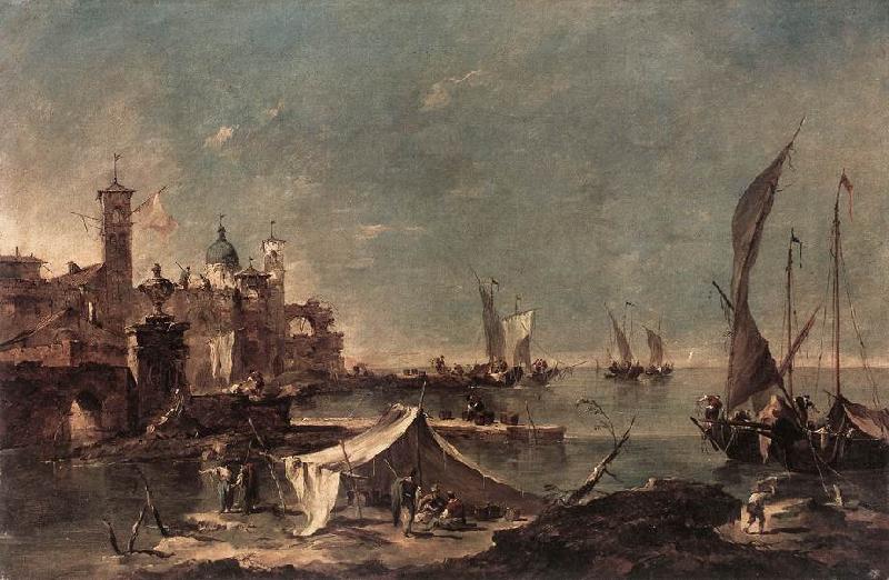 GUARDI, Francesco Landscape with a Fisherman s Tent France oil painting art